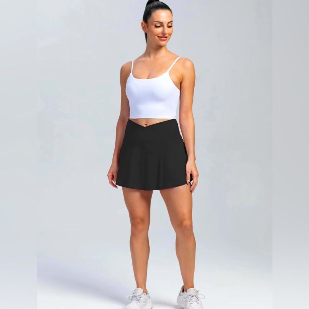 Yizhen Yoga Women's 2-IN-1 Pocket Sports Skorts, Sports Solid Color